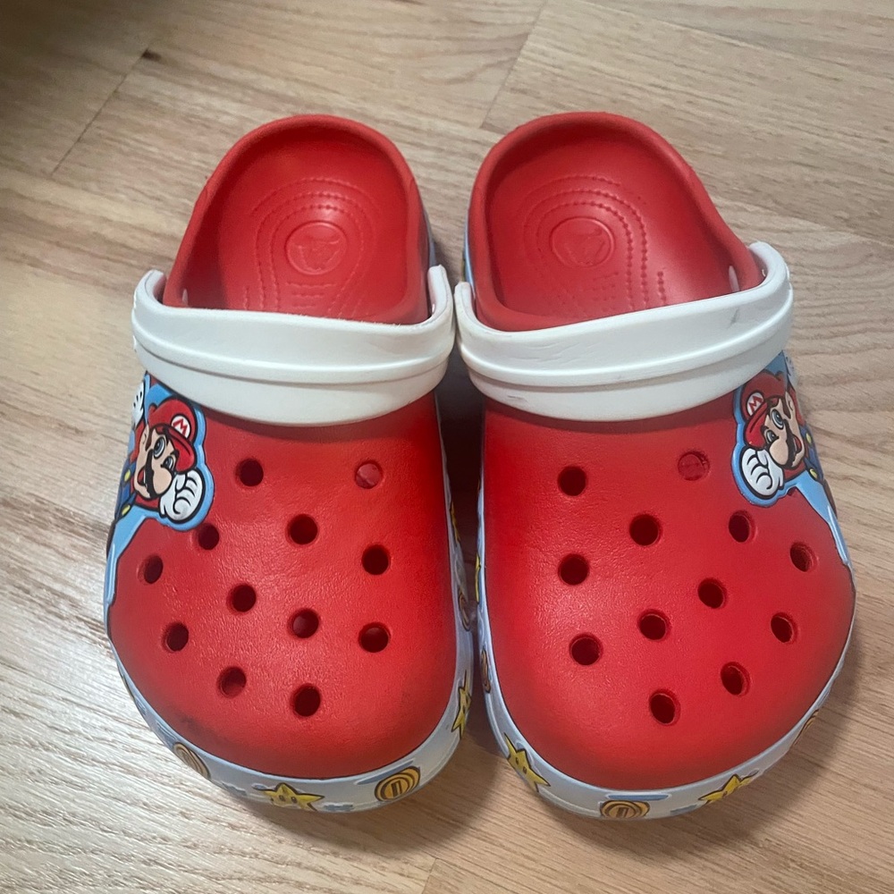 CROCS Kids Red Mario Slippers